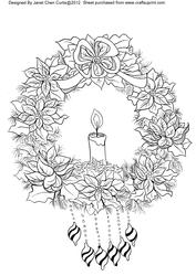 Poinsettia Wreath and Candle-digi Stamps