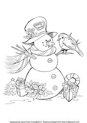 Snowman and Robin-digital Stamps