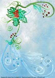 Xmas Holly Berries Backing Paper
