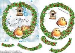 Hollyberry Wreath and Robins-quick and Shaker