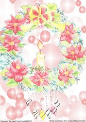 Poinsettias Wreath Backing Paper