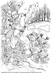Robin Bird and Snowmen Family