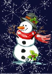 Snowman Under Night Sky