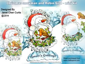 Christmas Snowman and Robin Bird-mini Kit