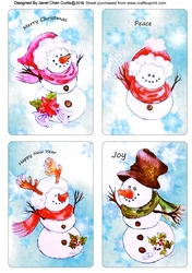 snowmen family bookmark