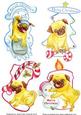 4 Christmas Percy Pugs Topper