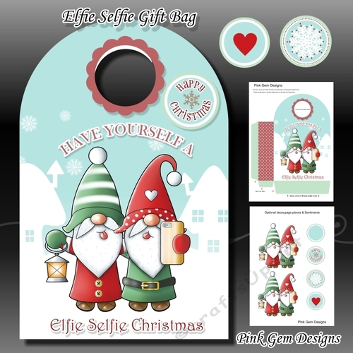 Elfie Selfie Gift Bag With Decoupage Mini Kit