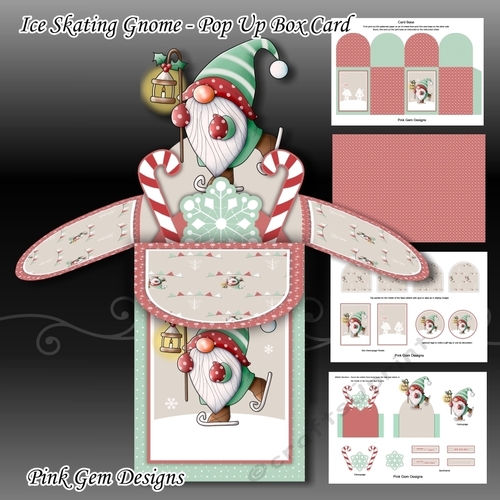 Ice Skating Gnome Pop Up Card