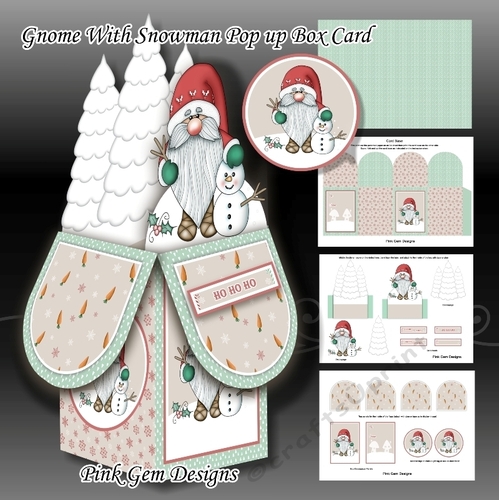 Gnome With Snowman Pop Up Box Card