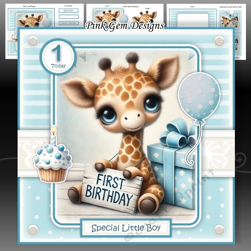 First Birthday Giraffe Blue Mini Kit