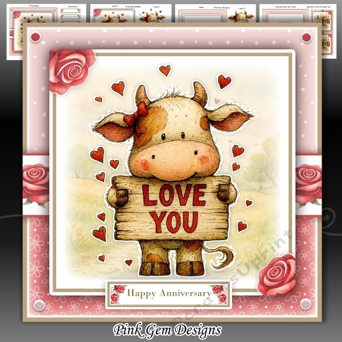 Romantic Cow Anniversary/Valentines/Birthday