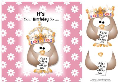 It's Your Birthday Keep Calm Owl - Pink