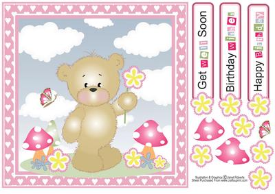 Teddy with Flower Birthday/get Well Card