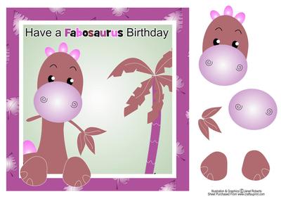 Have a Fabosaurus Birthday Card - Lilac