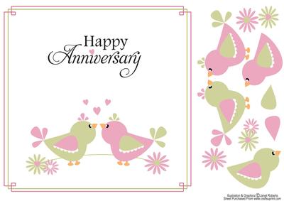 Love Birds Happy Anniversary Card