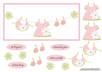 Baby Girl Clothes Line Card