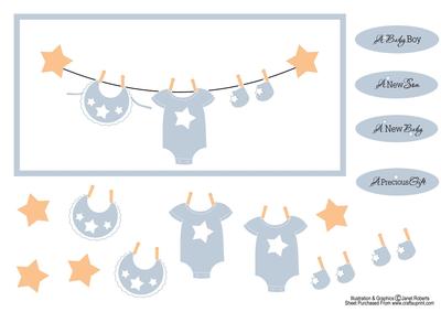Baby Boy Clothes Line Card
