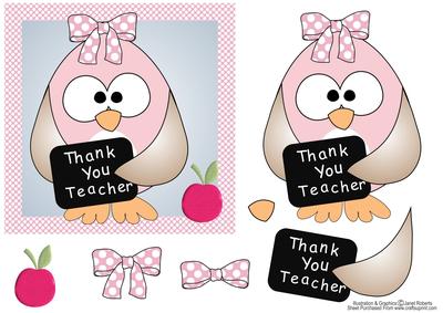 Thank You Teacher Girl Owl Card