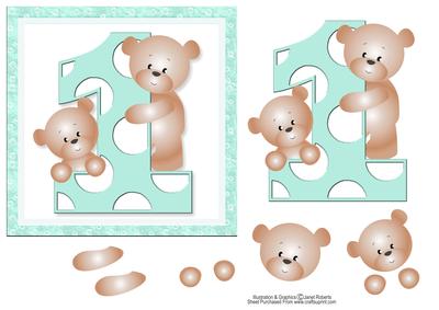 Boy Teddies First Birthday Topper