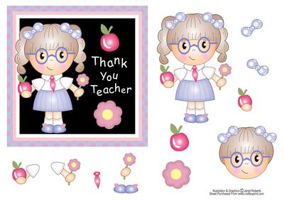 School Girl Thank You Teacher Card Topper