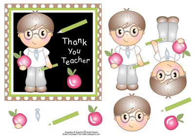 School Boy Thank You Teacher Card Topper