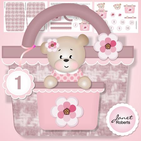Teddy Handbag Card Pink