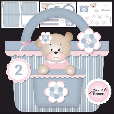 Teddy Handbag Card Blue