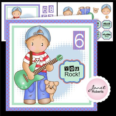 Andy with Guitar Card Topper Mini Kit