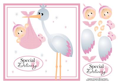 Special Delivery Baby Girl Pink Card Topper