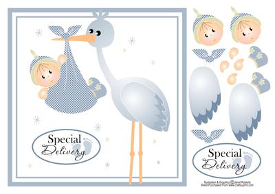 Special Delivery Baby Boy Blue Card Topper