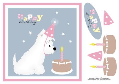 Little Gem Westie Birthday Card Topper