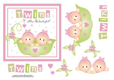 Twin Girls Card Topper