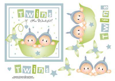 Twin Boys Card Topper