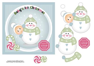 Baby's 1st Christmas Snowman Topper Blue