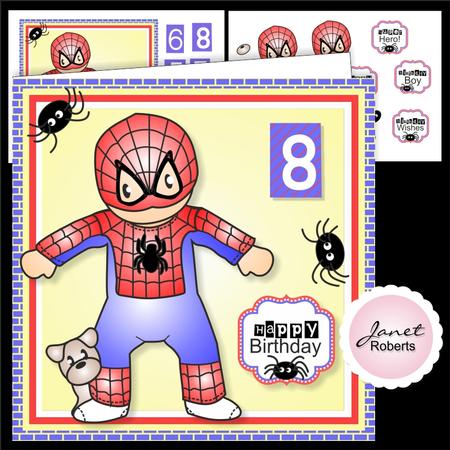 Spider Hero Andy Birthday Card Topper