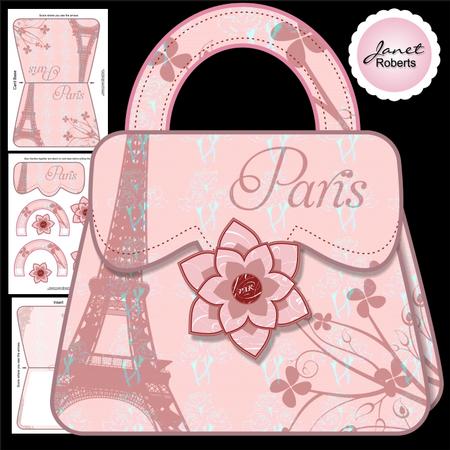 Shabby Chic Pink Parisienne Handbag Card