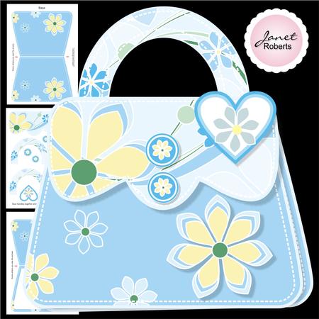 Blue Retro Handbag Card Mini Kit