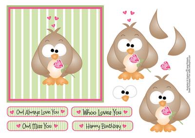 Cute Owl Birthday/miss You/anniversary Topper