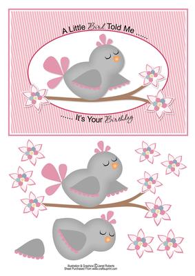 A Little Bird Told Me Birthday Card Topper