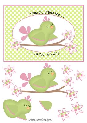 A Little Bird Told Me (green) Birthday Topper