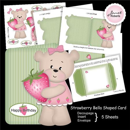 Strawberry Bella (teddy) Shaped Card Kit