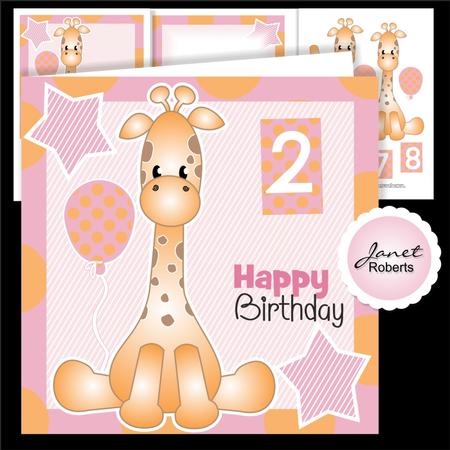 Giraffe Pink Birthday Topper Mini Ki