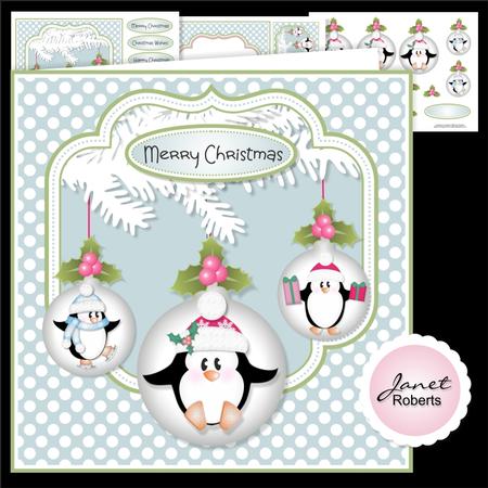 Penguin Holly Baubles Christmas Topper Mini Kit