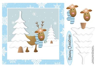 Rudolf Behind a Tree Christmas Topper