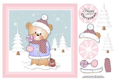 Bella with Candy Teddy Bear Christmas Topper