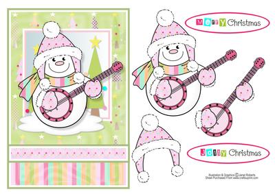 Banjo Snowman Christmas Topper