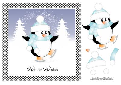 Skating Penguin Christmas Topper