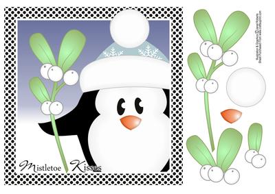 Penguin with Mistletoe Christmas Topper