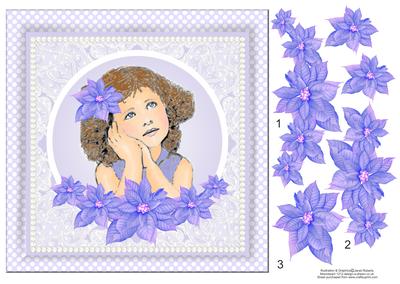 Vintage Girl Poinsettia Christmas/birthday Card Topper