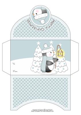Penguin with Lantern Christmas Money Wallet